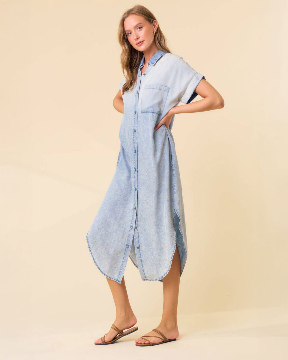 knee length dresses for ladies Delaney Dolman Short Sleeve Tencel Midi Dress