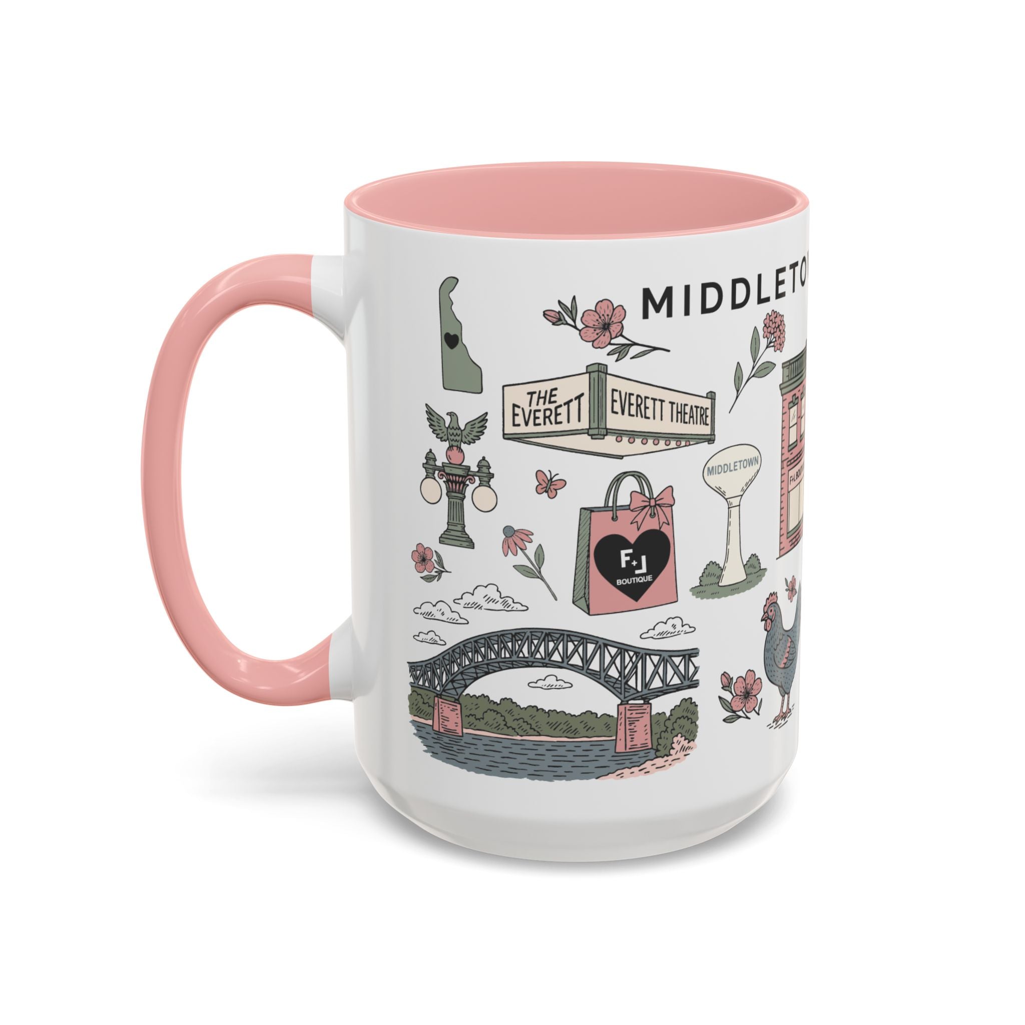 Middletown Delaware Ceramic Pink Accent Mug – 15oz