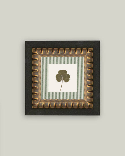 Clover on Stripes Framed Antique Art - 6x6