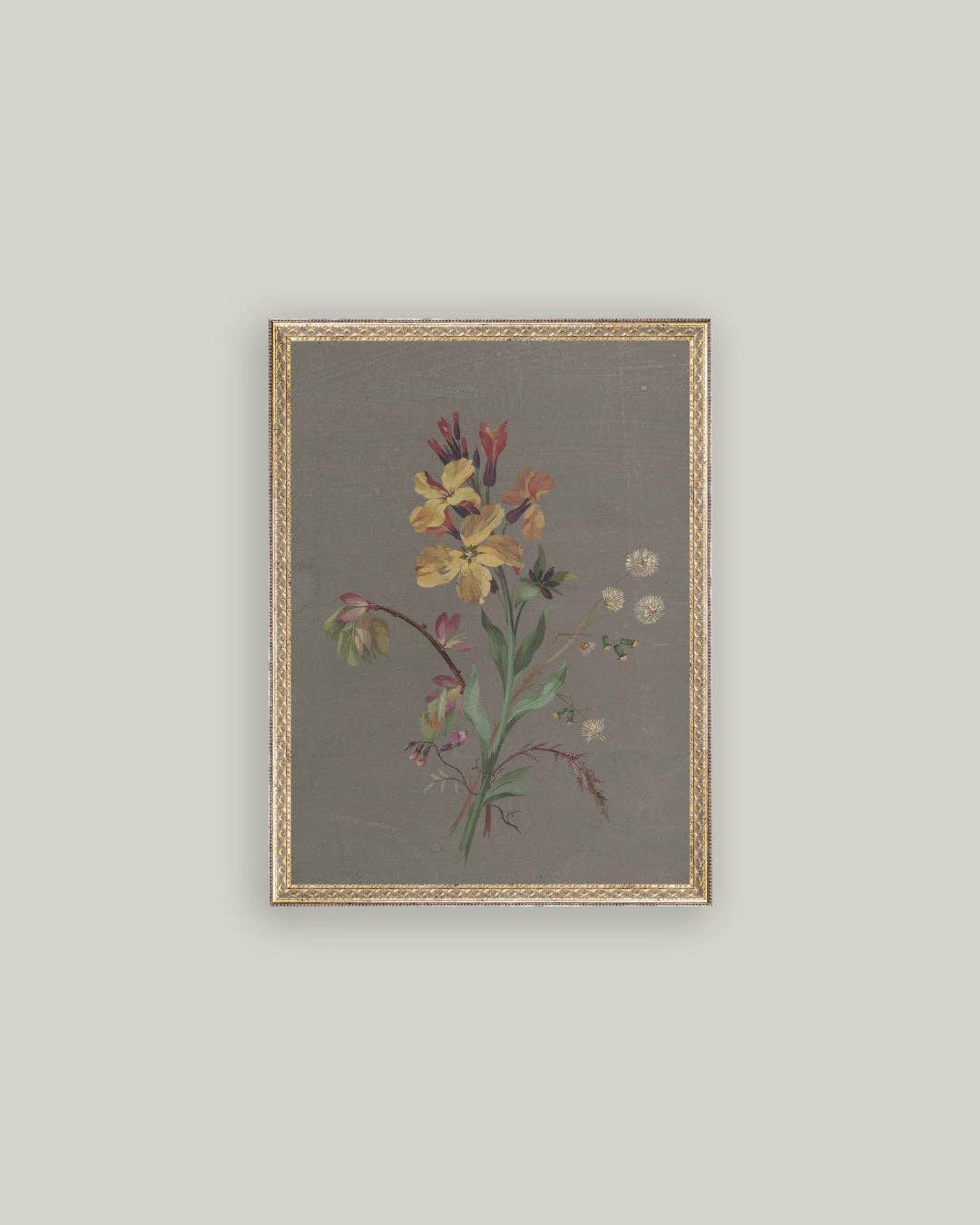 French Wildflowers Framed Antique Art - 5x7