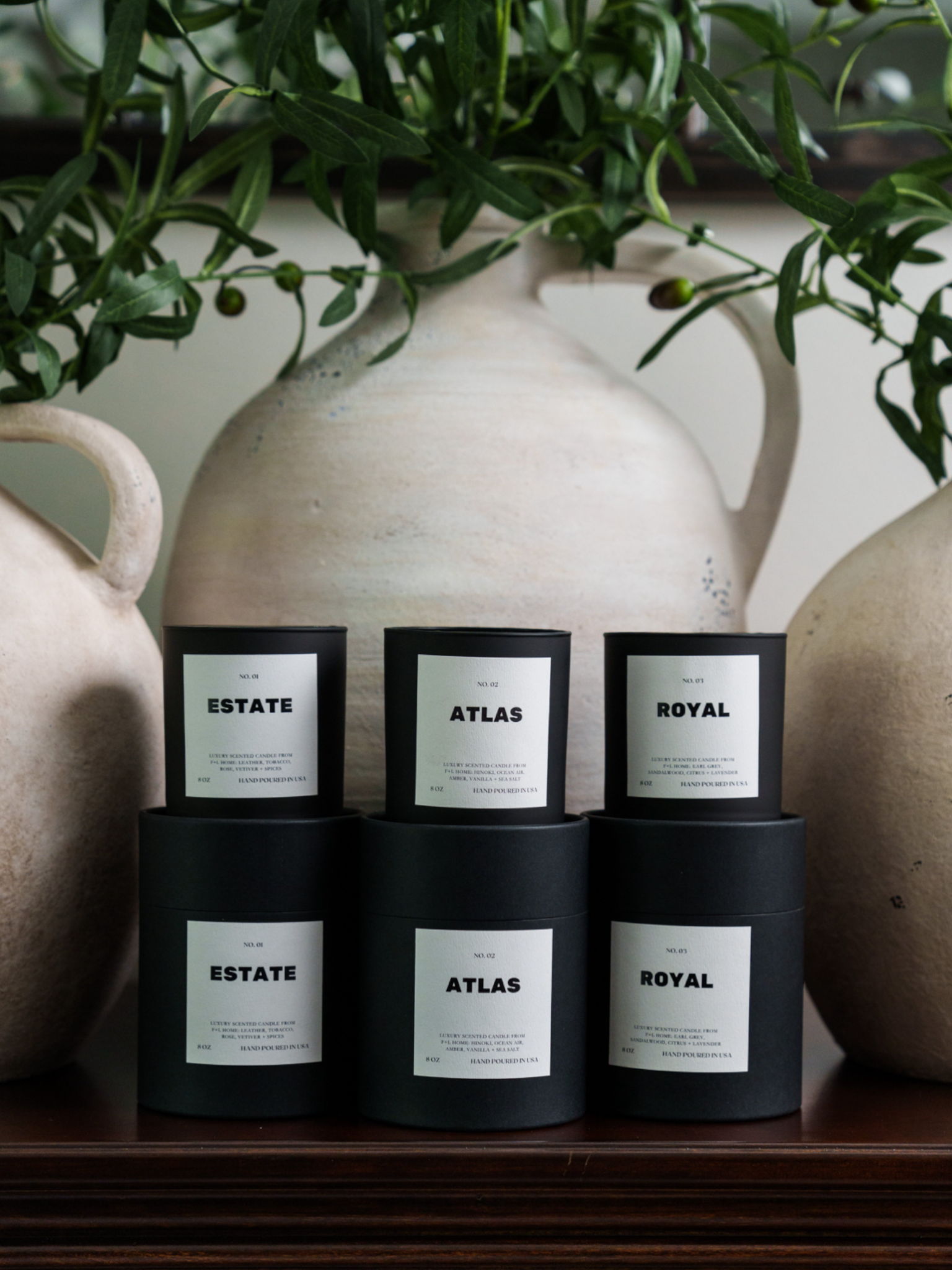 No. 01 Estate 8oz Soy Luxury Candle from F+L Home