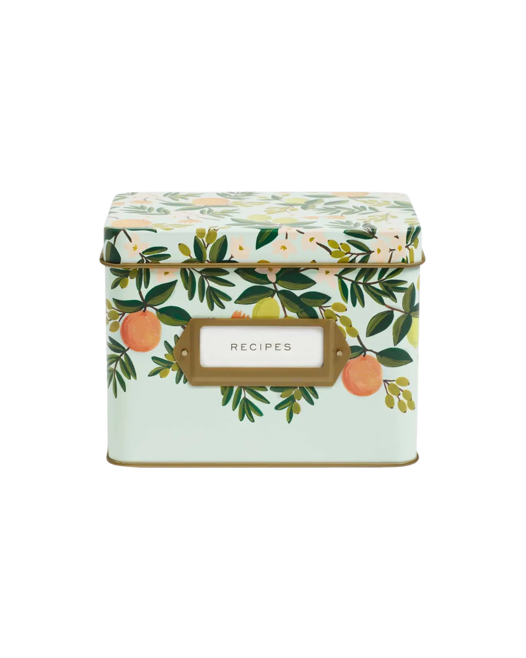 Citrus Floral Tin Recipe Box