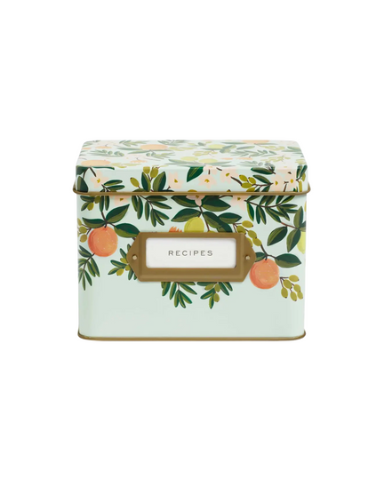 Citrus Floral Tin Recipe Box