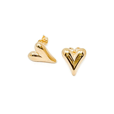 Non-Tarnish Gold Filled Petite Heart Earrings 1/2" in diameter with stainless steel posts.