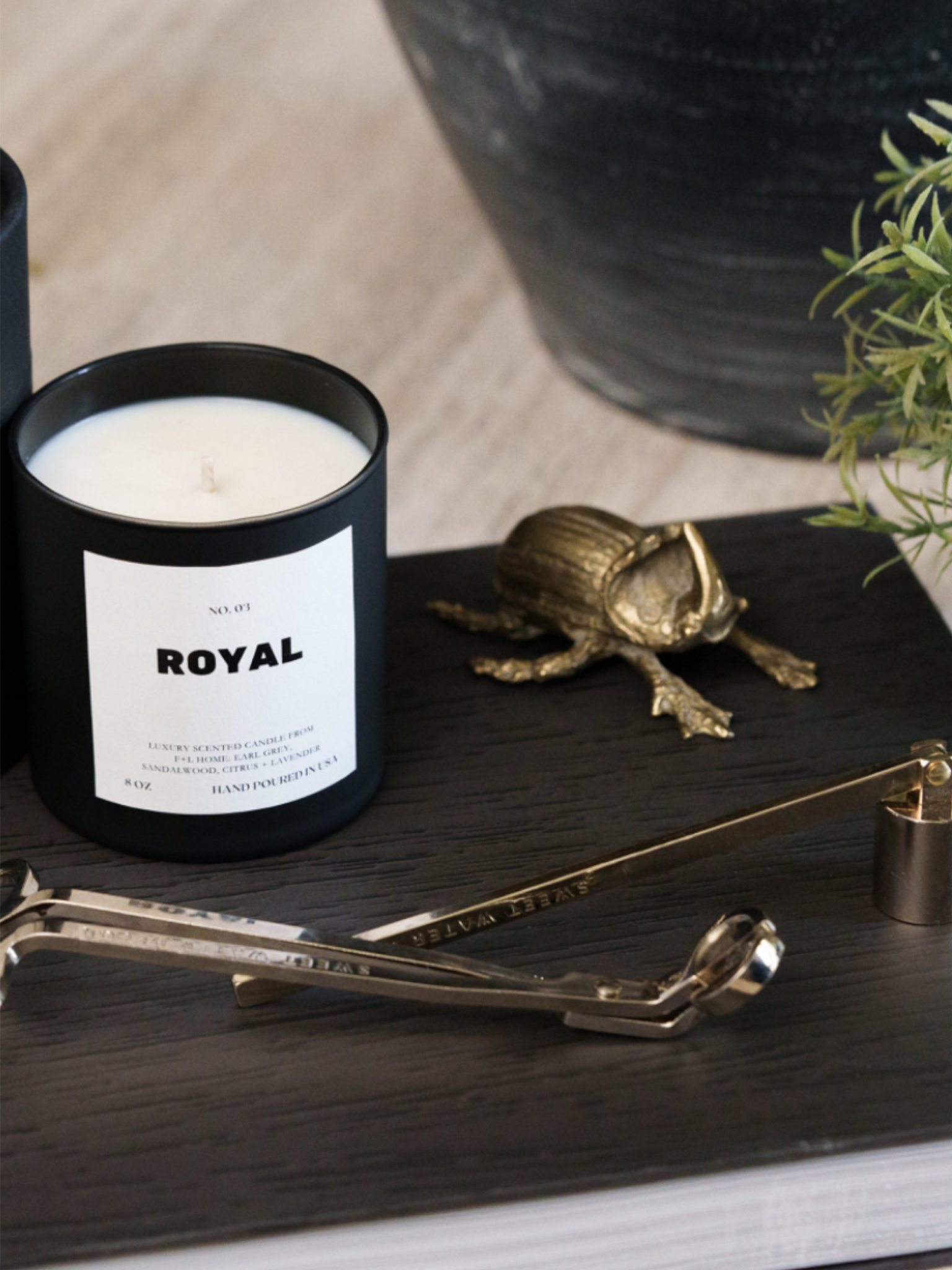 No. 03 Royal 8oz Soy Luxury Candle from F+L Home