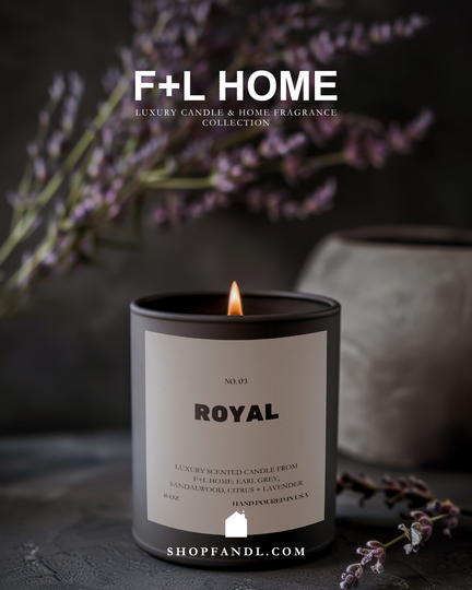 No. 03 Royal 8oz Soy Luxury Candle from F+L Home