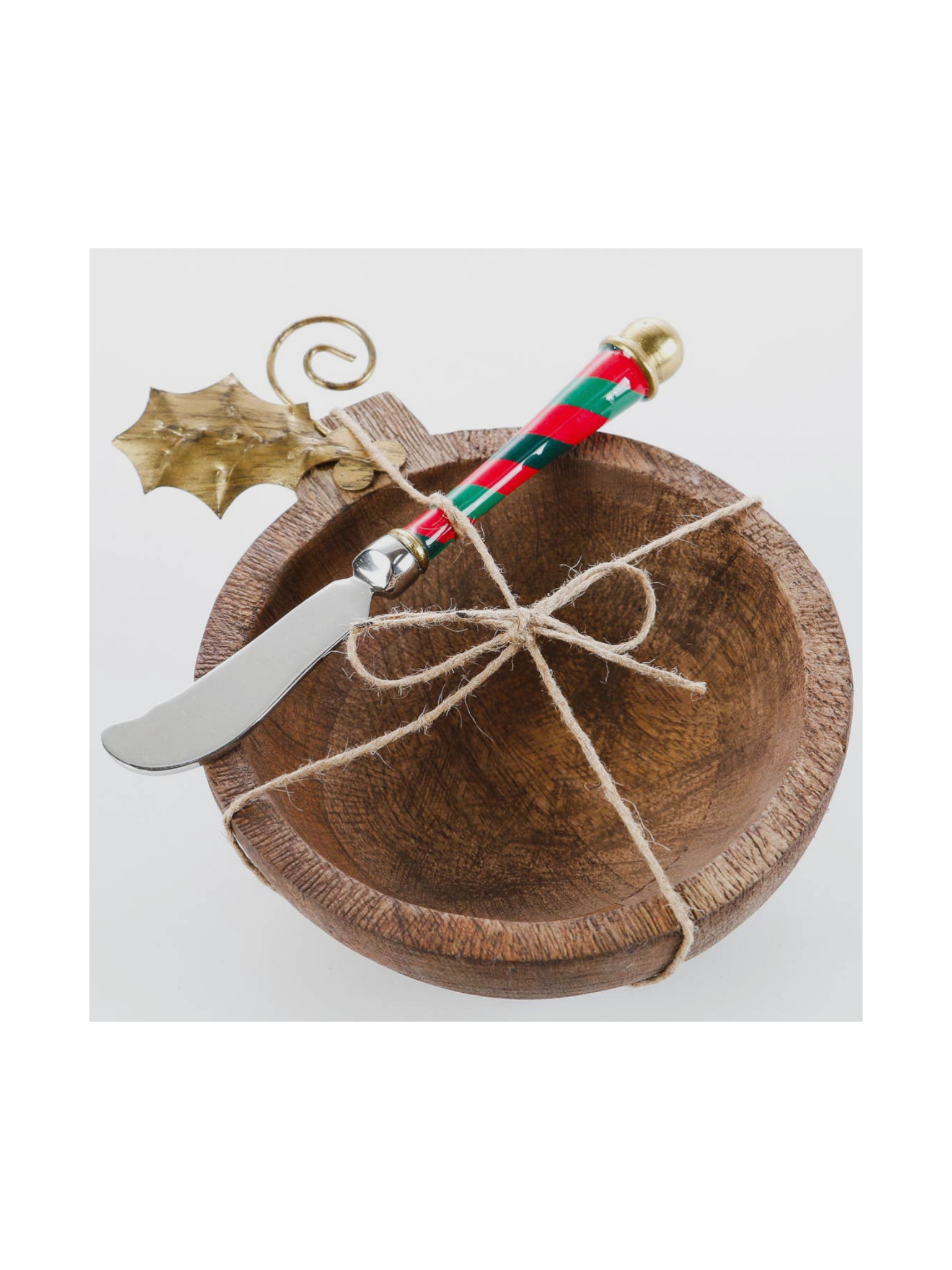 Christmas Round Dip Bowl with Spreader