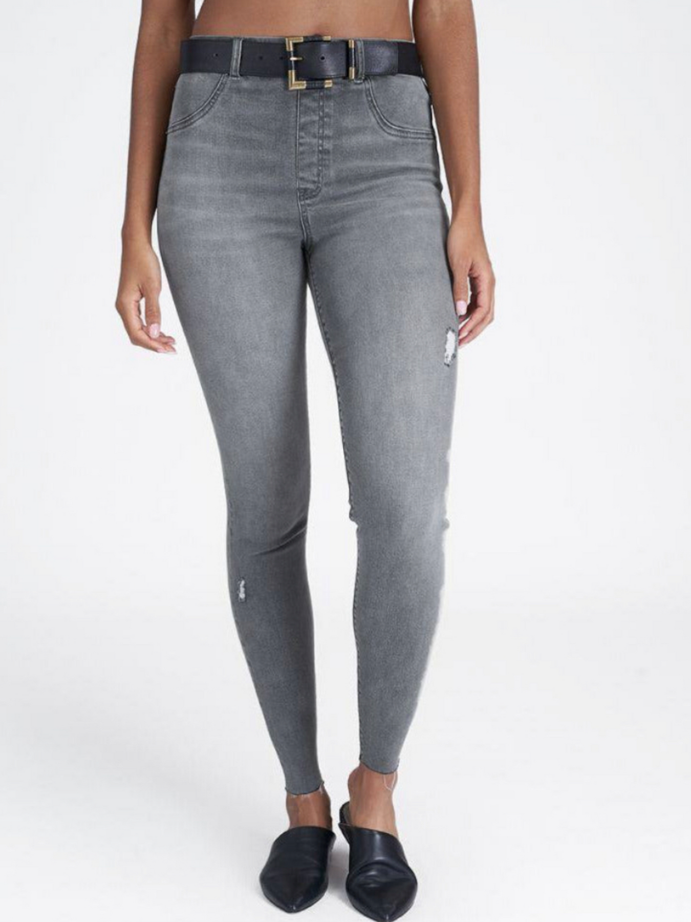 Vintage Grey Distressed Jeans - SPANX – F + L Boutique