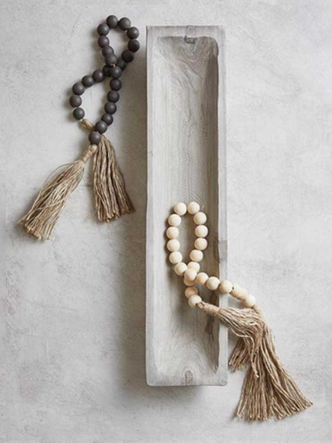 Wood Beads with Jute Tassel Dark Charcoal – F L Boutique